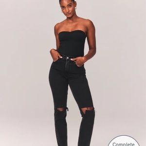 Curve Love Ultra High Rise 90s Straight Jean- ripped black wash 37L